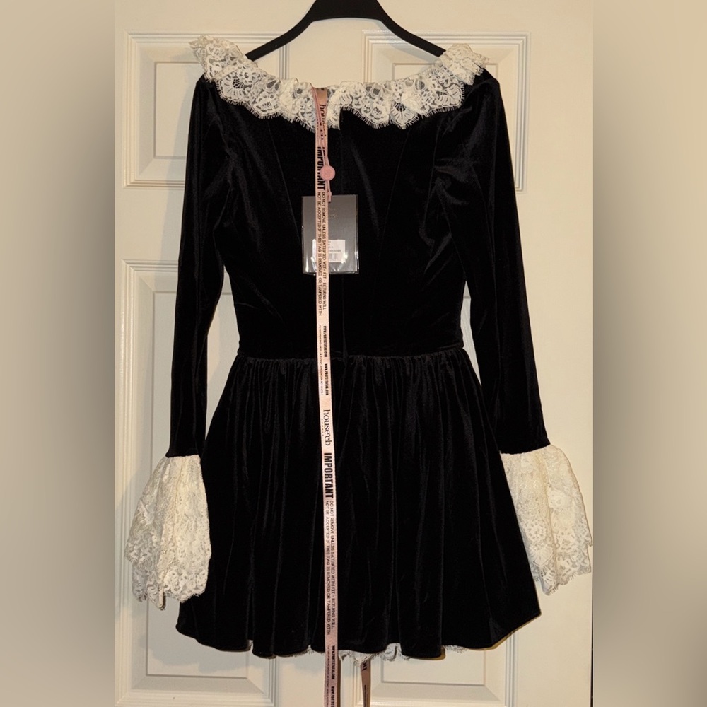 House of CB Czarina Black velvet lace trimmed mini dress - Picture 12 of 16